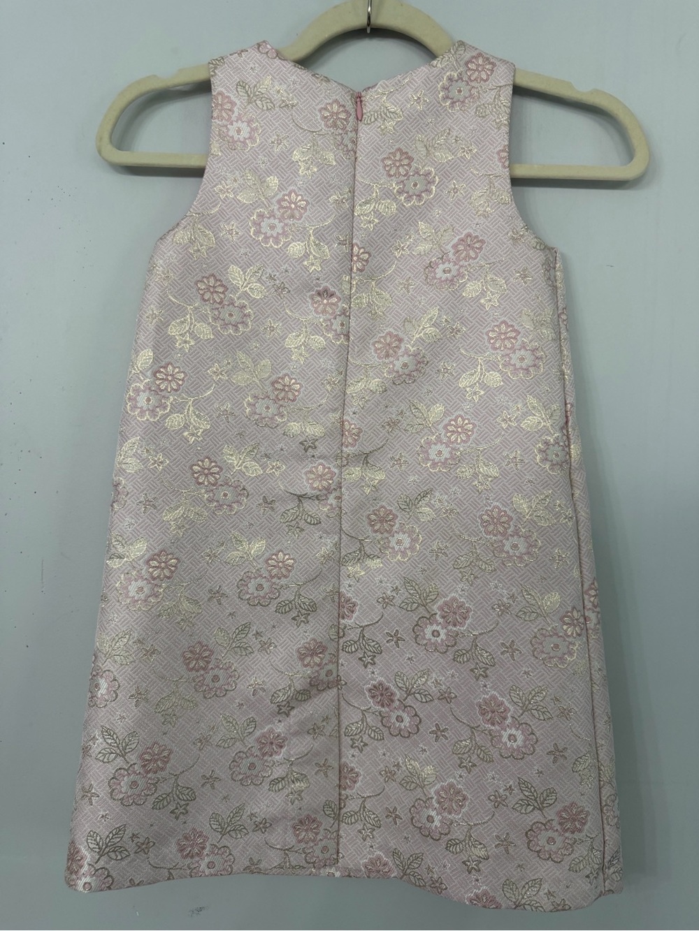 Rachel Zoe girls 7 beaded floral pink metallic gold floral jacquard dress - Picture 5 of 8